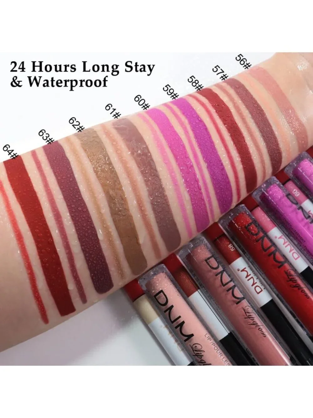DNM 59# Fuchsia Red 2Pcs 24H Long-Lasting Matte Liquid Lipstick and Lip Liner